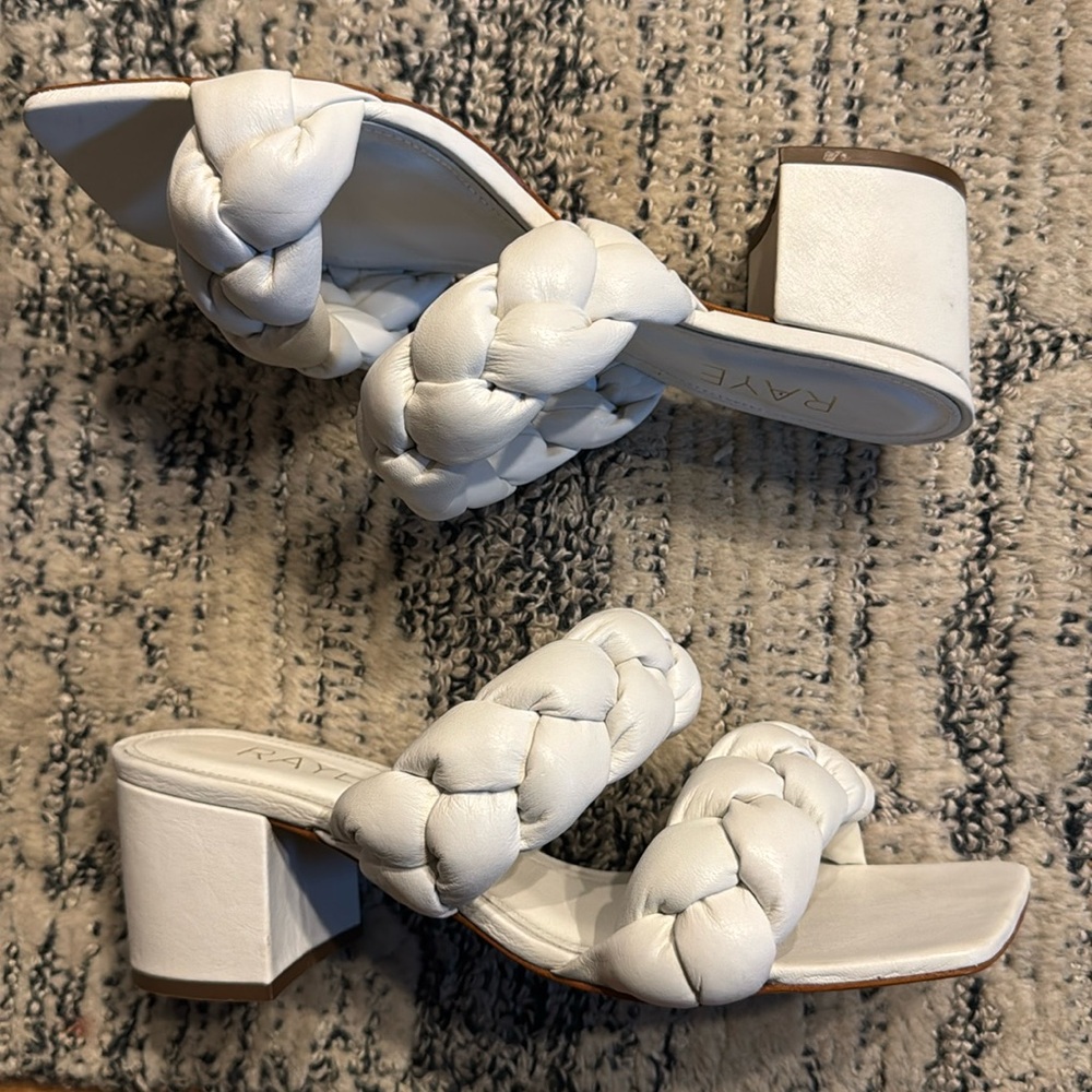 Raye Braided Puffy White Heeled Sandal